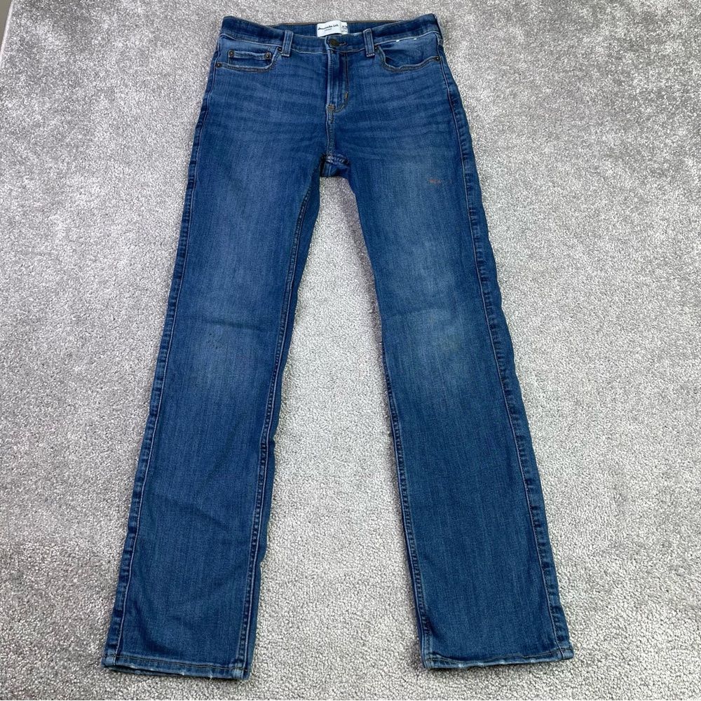 Abercrombie Kids Jeans Unisex 15/16 Long Blue Straight Dark Wash Adjustable